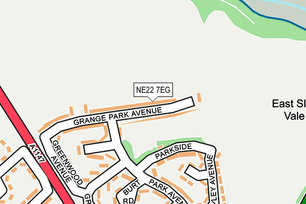 NE22 7EG map - OS OpenMap – Local (Ordnance Survey)