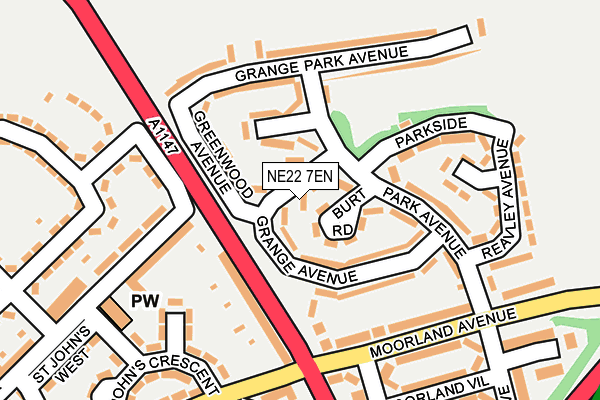 NE22 7EN map - OS OpenMap – Local (Ordnance Survey)