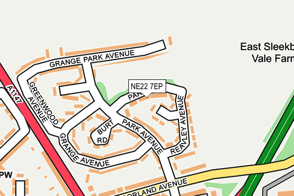 NE22 7EP map - OS OpenMap – Local (Ordnance Survey)
