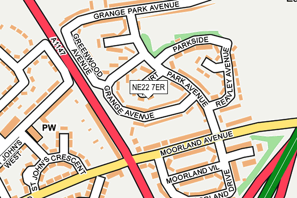 NE22 7ER map - OS OpenMap – Local (Ordnance Survey)