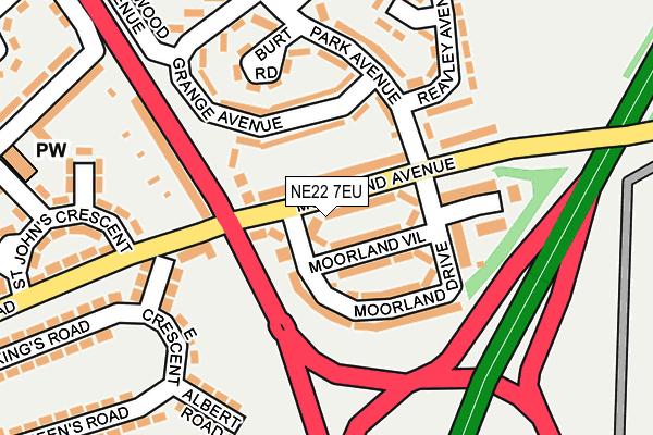 NE22 7EU map - OS OpenMap – Local (Ordnance Survey)