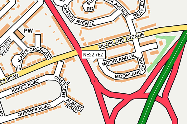 NE22 7EZ map - OS OpenMap – Local (Ordnance Survey)