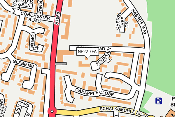 NE22 7FA map - OS OpenMap – Local (Ordnance Survey)
