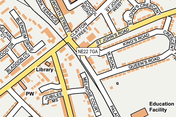 NE22 7GA map - OS OpenMap – Local (Ordnance Survey)