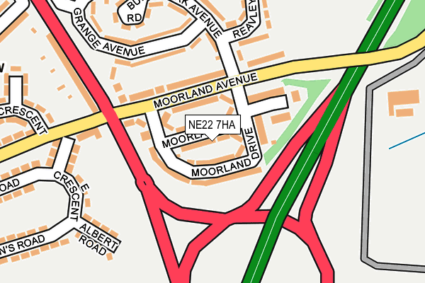 NE22 7HA map - OS OpenMap – Local (Ordnance Survey)