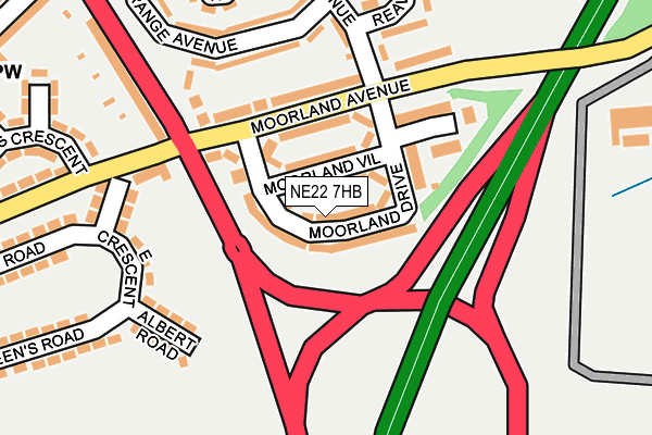 NE22 7HB map - OS OpenMap – Local (Ordnance Survey)