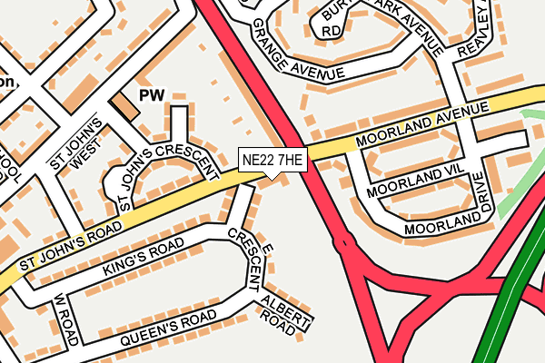 NE22 7HE map - OS OpenMap – Local (Ordnance Survey)