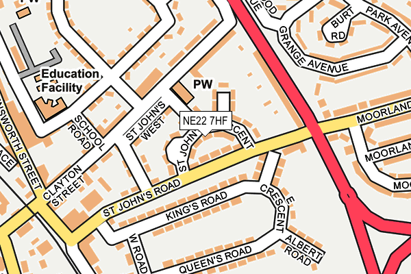 NE22 7HF map - OS OpenMap – Local (Ordnance Survey)