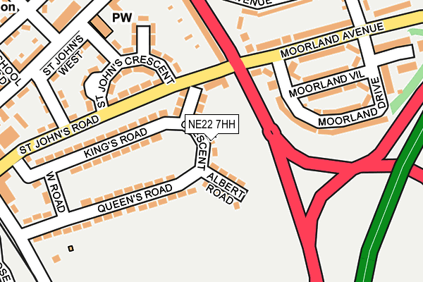 NE22 7HH map - OS OpenMap – Local (Ordnance Survey)
