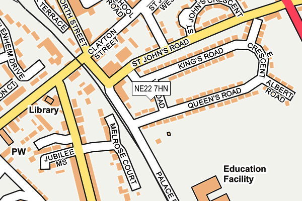 NE22 7HN map - OS OpenMap – Local (Ordnance Survey)
