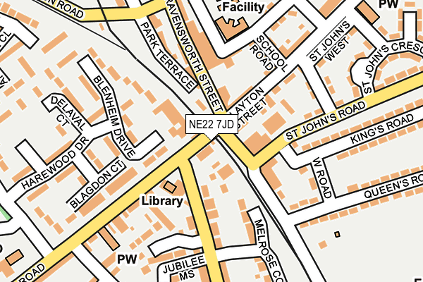 NE22 7JD map - OS OpenMap – Local (Ordnance Survey)