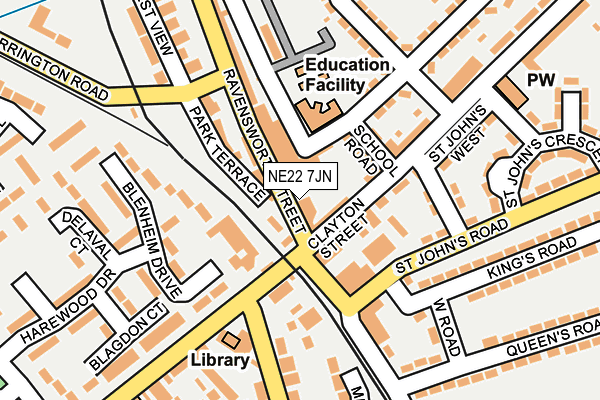 NE22 7JN map - OS OpenMap – Local (Ordnance Survey)