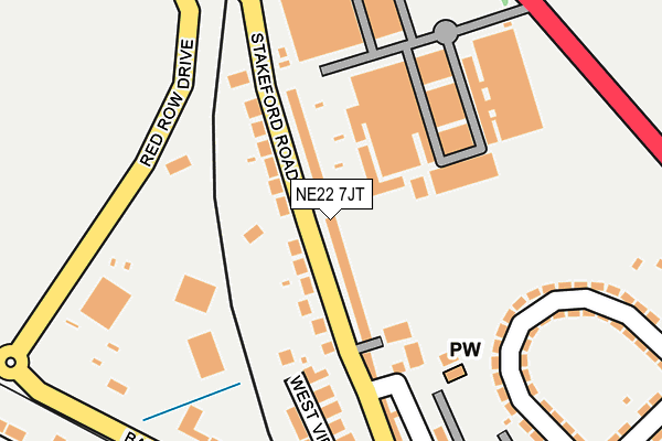 NE22 7JT map - OS OpenMap – Local (Ordnance Survey)