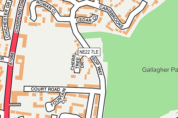 NE22 7LE map - OS OpenMap – Local (Ordnance Survey)