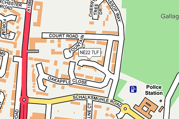NE22 7LF map - OS OpenMap – Local (Ordnance Survey)