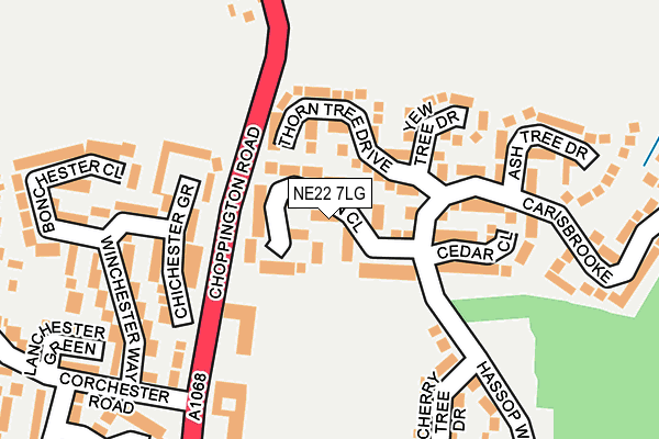NE22 7LG map - OS OpenMap – Local (Ordnance Survey)