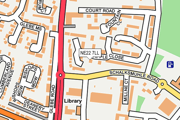 NE22 7LL map - OS OpenMap – Local (Ordnance Survey)