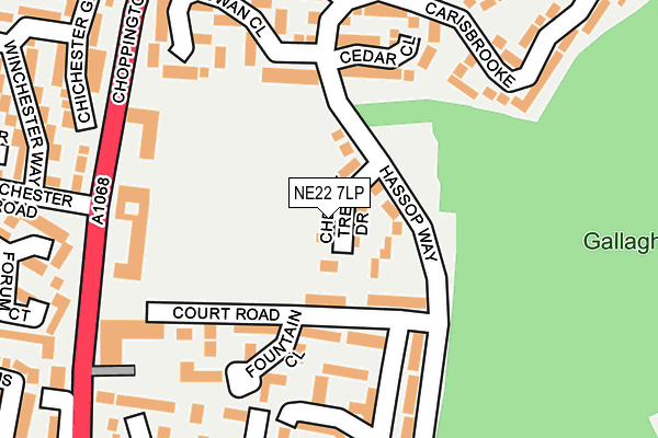 NE22 7LP map - OS OpenMap – Local (Ordnance Survey)