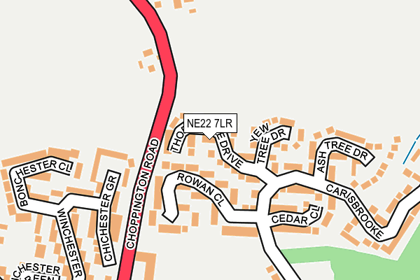 NE22 7LR map - OS OpenMap – Local (Ordnance Survey)