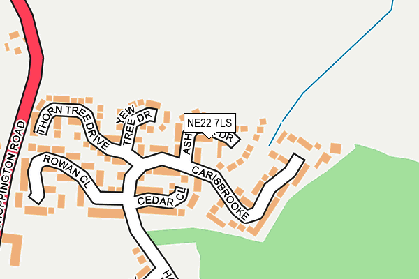 NE22 7LS map - OS OpenMap – Local (Ordnance Survey)