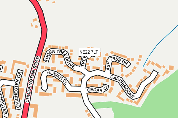 NE22 7LT map - OS OpenMap – Local (Ordnance Survey)