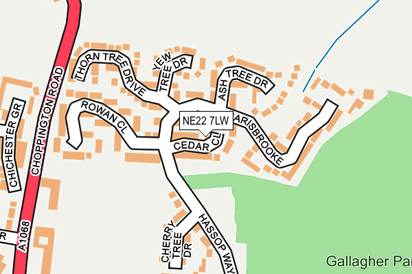 NE22 7LW map - OS OpenMap – Local (Ordnance Survey)