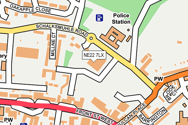 NE22 7LX map - OS OpenMap – Local (Ordnance Survey)