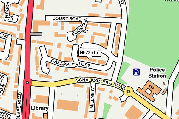 NE22 7LY map - OS OpenMap – Local (Ordnance Survey)