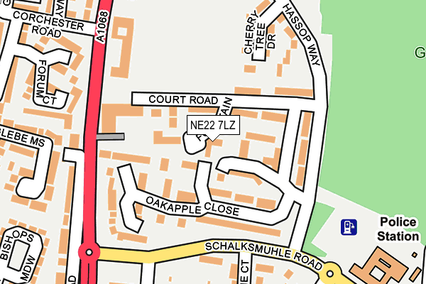 NE22 7LZ map - OS OpenMap – Local (Ordnance Survey)