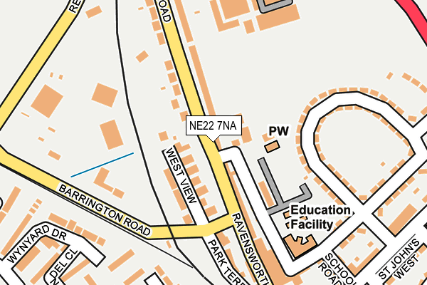 NE22 7NA map - OS OpenMap – Local (Ordnance Survey)