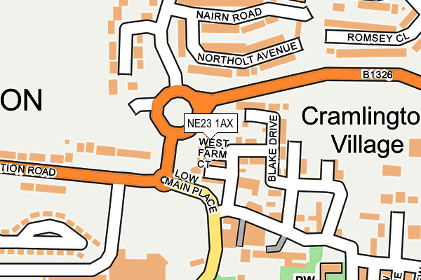 NE23 1AX map - OS OpenMap – Local (Ordnance Survey)