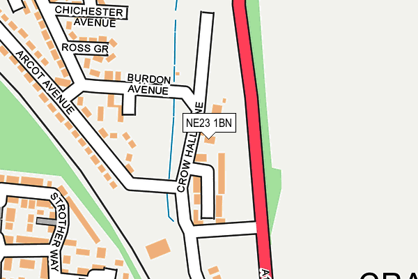 NE23 1BN map - OS OpenMap – Local (Ordnance Survey)