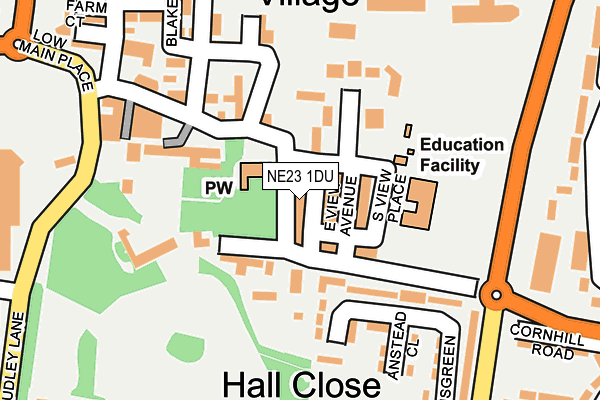NE23 1DU map - OS OpenMap – Local (Ordnance Survey)