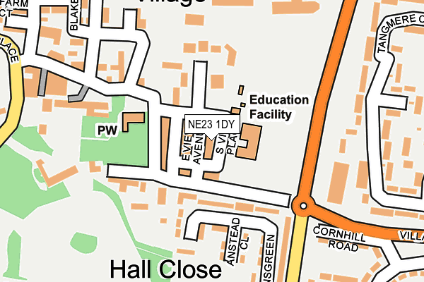 NE23 1DY map - OS OpenMap – Local (Ordnance Survey)