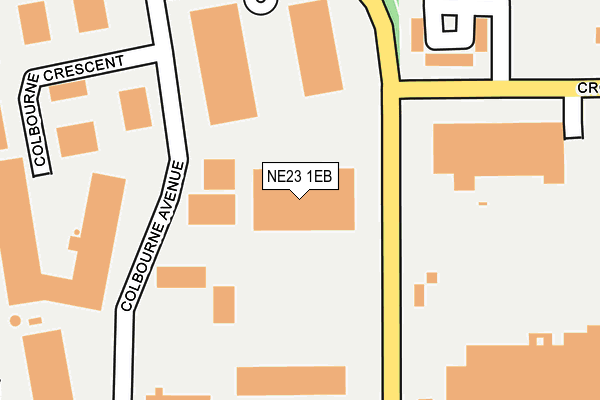 NE23 1EB map - OS OpenMap – Local (Ordnance Survey)