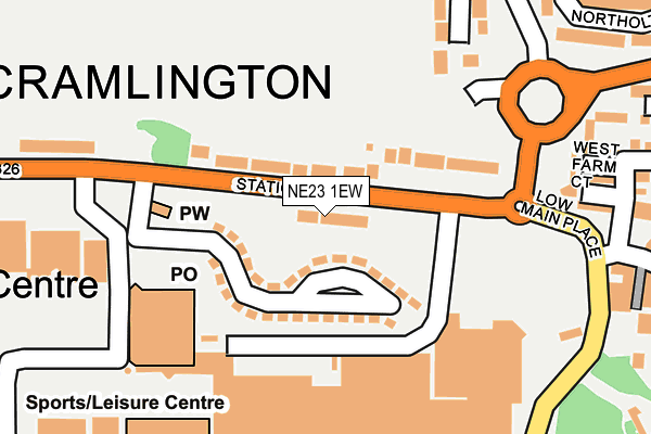 NE23 1EW map - OS OpenMap – Local (Ordnance Survey)