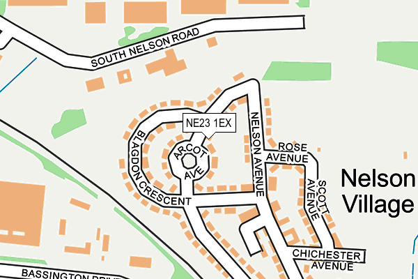 NE23 1EX map - OS OpenMap – Local (Ordnance Survey)