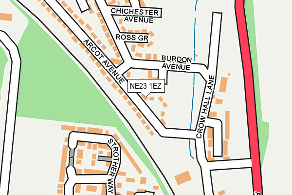 NE23 1EZ map - OS OpenMap – Local (Ordnance Survey)