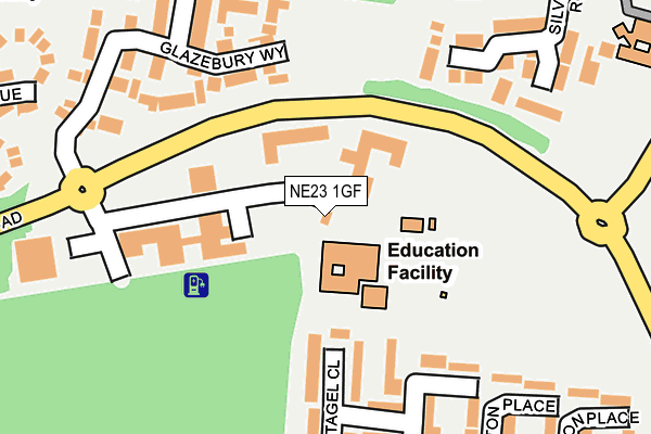 NE23 1GF map - OS OpenMap – Local (Ordnance Survey)