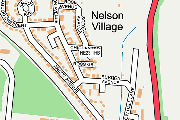NE23 1HB map - OS OpenMap – Local (Ordnance Survey)