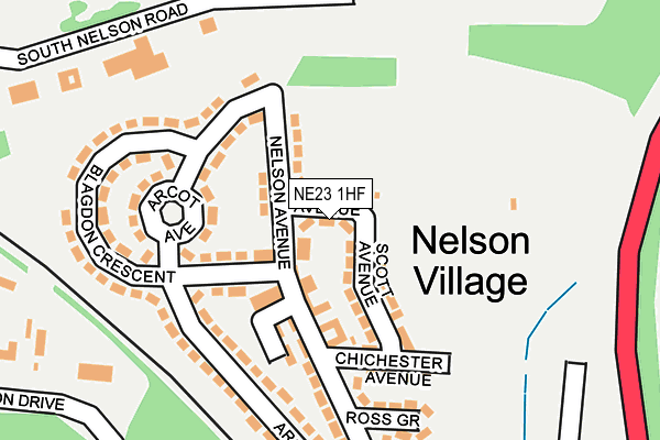 NE23 1HF map - OS OpenMap – Local (Ordnance Survey)