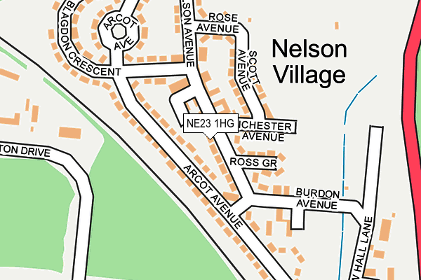 NE23 1HG map - OS OpenMap – Local (Ordnance Survey)