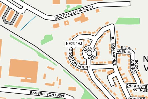 NE23 1HJ map - OS OpenMap – Local (Ordnance Survey)