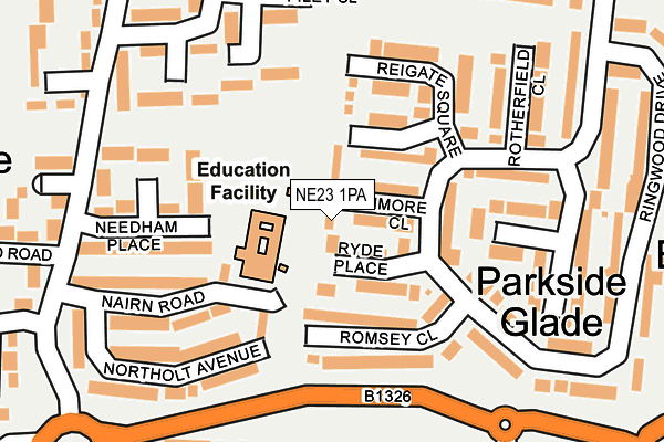 NE23 1PA map - OS OpenMap – Local (Ordnance Survey)