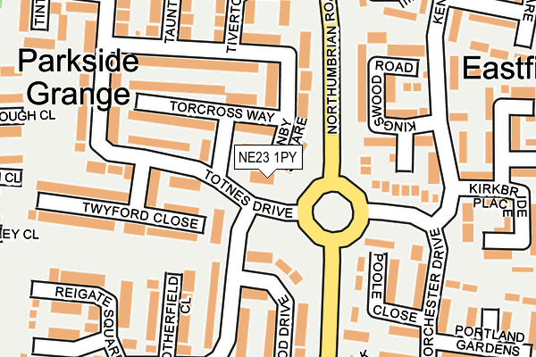NE23 1PY map - OS OpenMap – Local (Ordnance Survey)