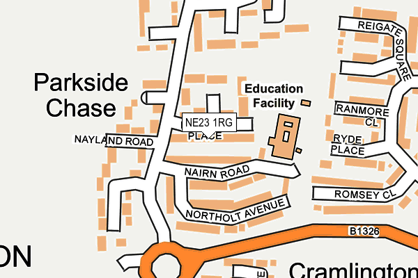 NE23 1RG map - OS OpenMap – Local (Ordnance Survey)