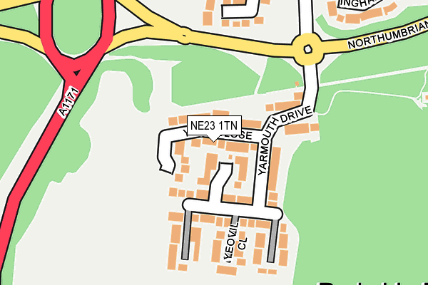 NE23 1TN map - OS OpenMap – Local (Ordnance Survey)
