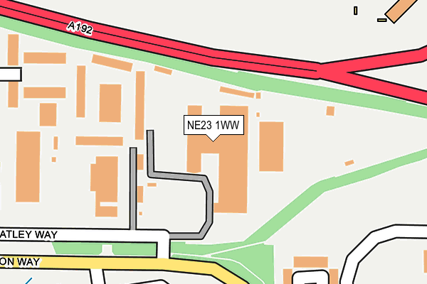 NE23 1WW map - OS OpenMap – Local (Ordnance Survey)