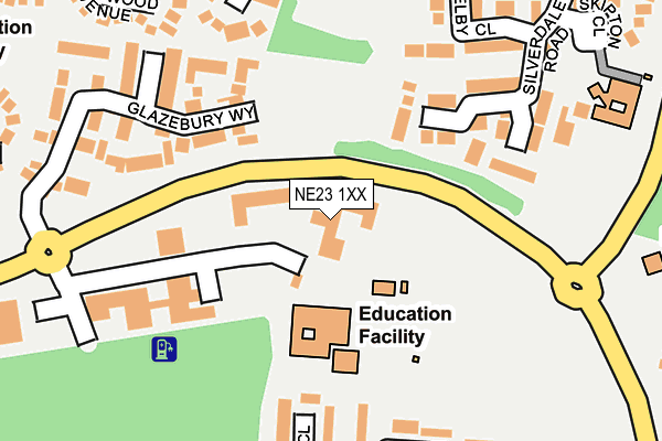 NE23 1XX map - OS OpenMap – Local (Ordnance Survey)