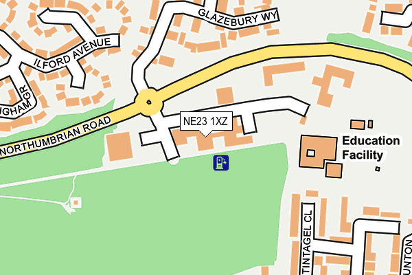 NE23 1XZ map - OS OpenMap – Local (Ordnance Survey)